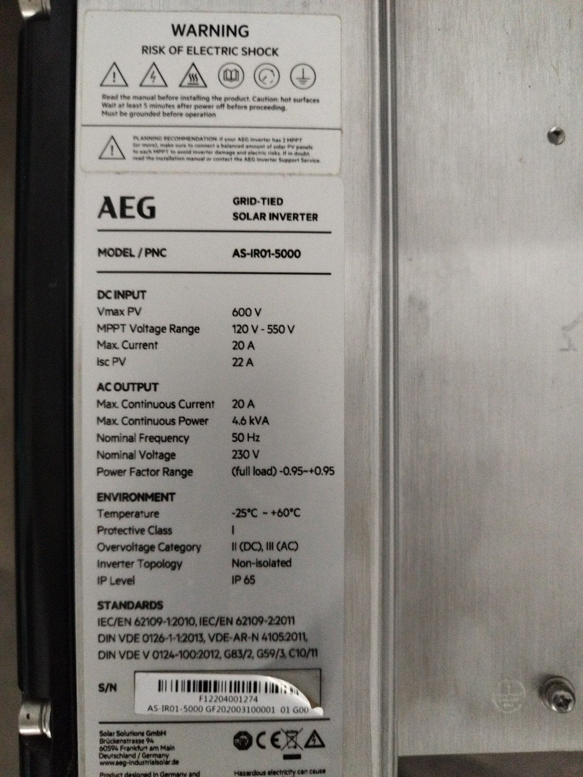 AEG AS-IR01-5000 Grid-Tied Omvormer - Zo goed als nieuw, Ophalen of Verzenden