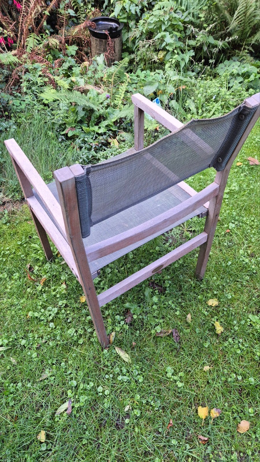 GRATIS OPHALEN 3 houten tuinstoelen met textileen zitting, Tuin en Terras, Ophalen, Gebruikt, Hout