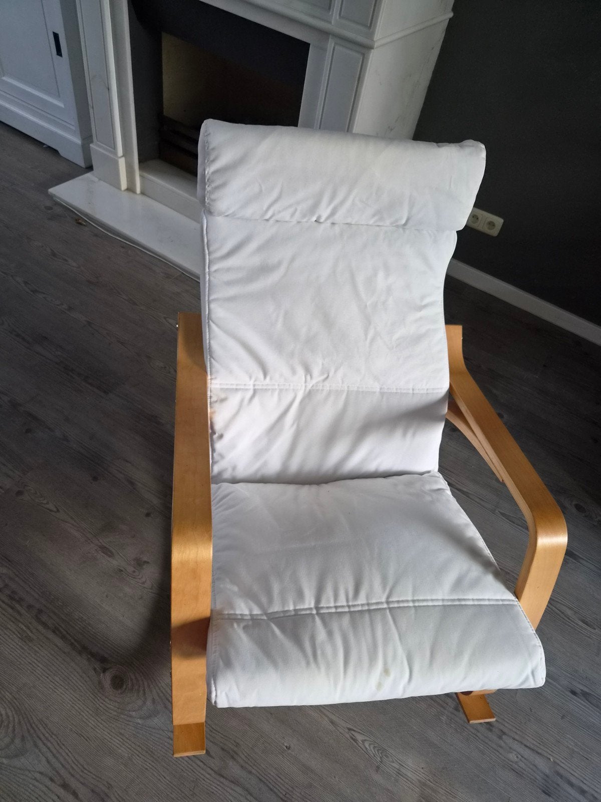 Ikea Poäng fauteuil met witte kussens, Ophalen, Gebruikt, Modern, Scandinavisch, Wit