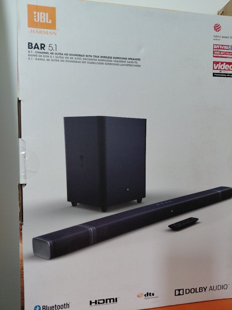 JBL 5.1 Soundbar met draadloze speakers, Ophalen of Verzenden, Bluetooth, Zo goed als nieuw