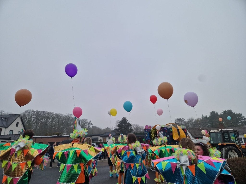 Foto 7 van Carnavalskleding loopgroep optocht/stoet vlaggentjes pakken