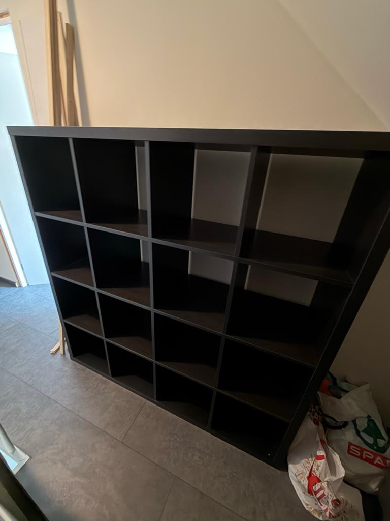 IKEA Kallax 4x4 met 2 inzetstukken, Ophalen, Met plank(en), Gebruikt, 100 tot 150 cm