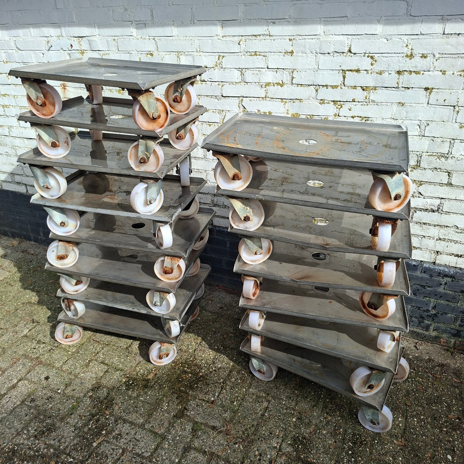 Set van 15 RVS Transportkarren met Wielen, 100 liter of meer, Ophalen, Gebruikt, Overige typen