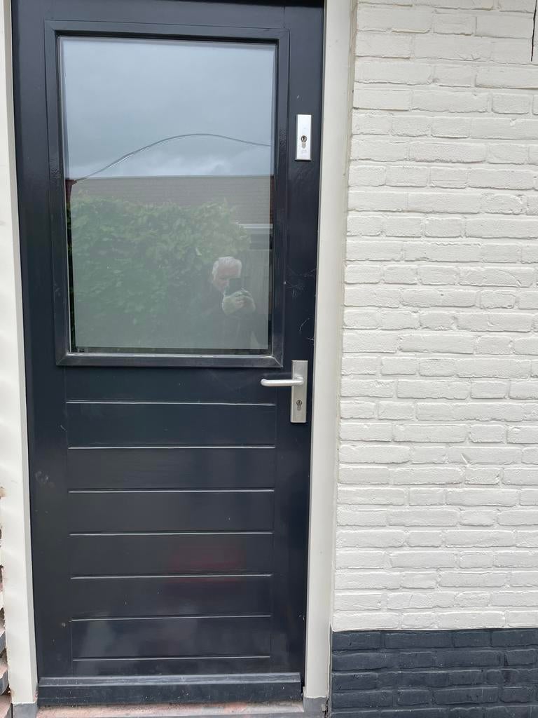 Zwarte Buitendeur met Glaspaneel - Zo goed als nieuw, 75 tot 150 cm, Deurkozijn, Ophalen of Verzenden, Zo goed als nieuw