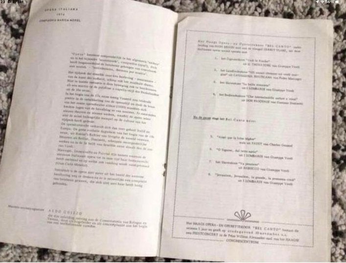 Programma blaadje Opera Italiano 🌸 van 1974, Boeken, Ophalen of Verzenden, Zo goed als nieuw, Artiest