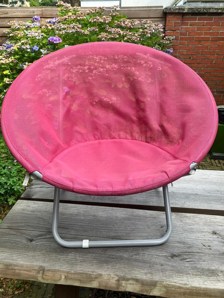 Knalroze fauteuil voor in de tuin inklapbaar, Ophalen, Inklapbaar