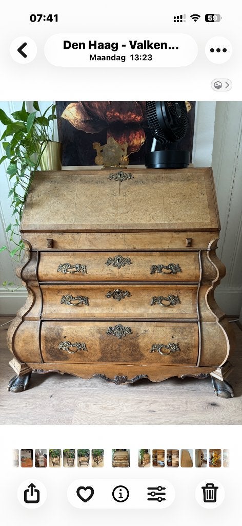 Antiek kast Prachtige antieke houten secretaire bureau, Antiek en Kunst, Ophalen