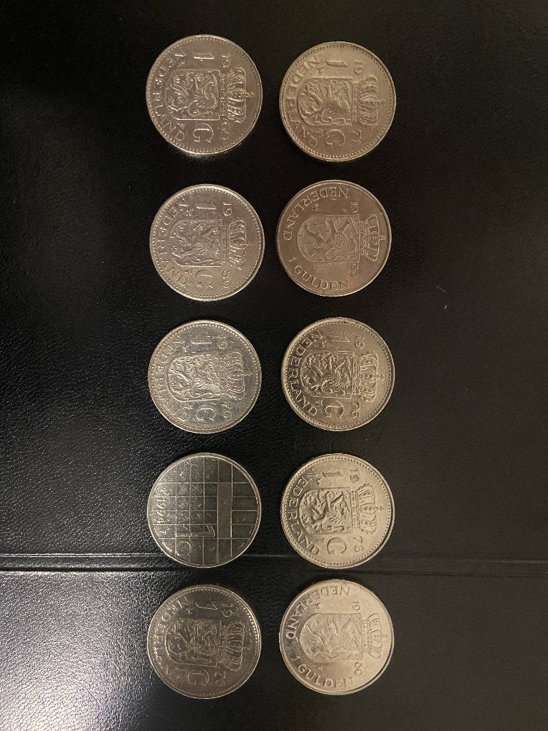 10 keer 1-Gulden muntstukken, Postzegels en Munten, Munten | Nederland, Ophalen of Verzenden, 1 gulden, Losse munt