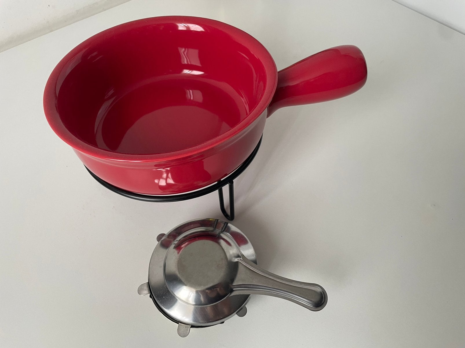 Kaas fondue set van Gusta - rood, Witgoed en Apparatuur, Fonduesets, Ophalen of Verzenden, Zo goed als nieuw, Brander, Fondueset