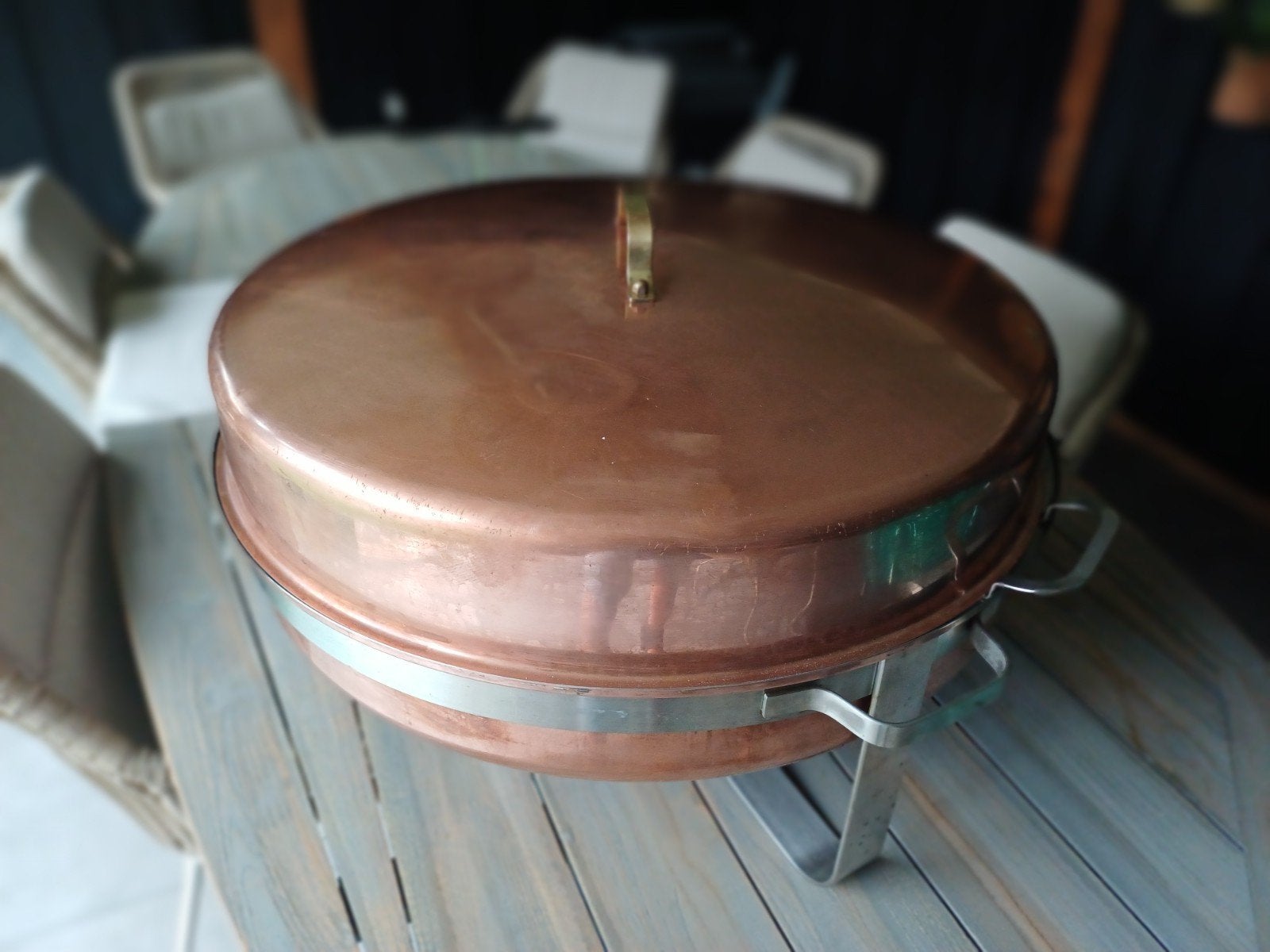 Koperen Chafing Dish - .Erg uniek in zijn soort!, Ophalen of Verzenden, Gebruikt, Overige materialen