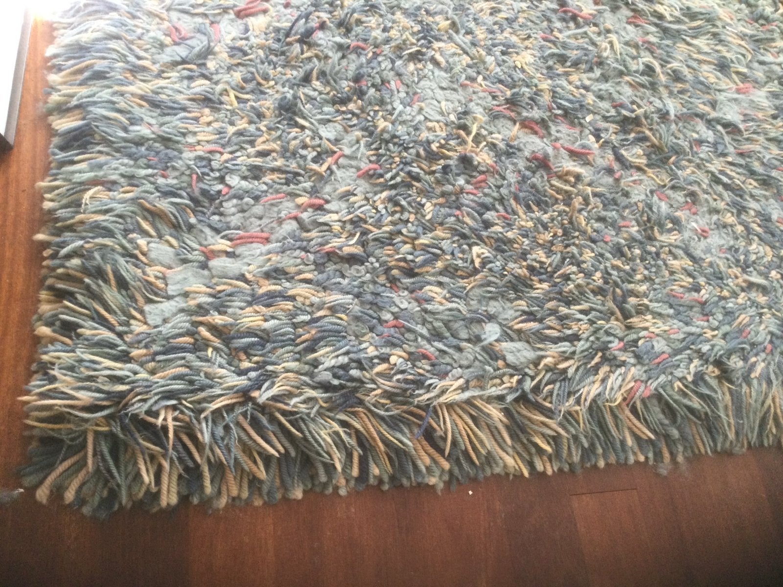 Groot wollen vloerkleed 249x250 cm, Ophalen, Gebruikt, Blauw, Vierkant