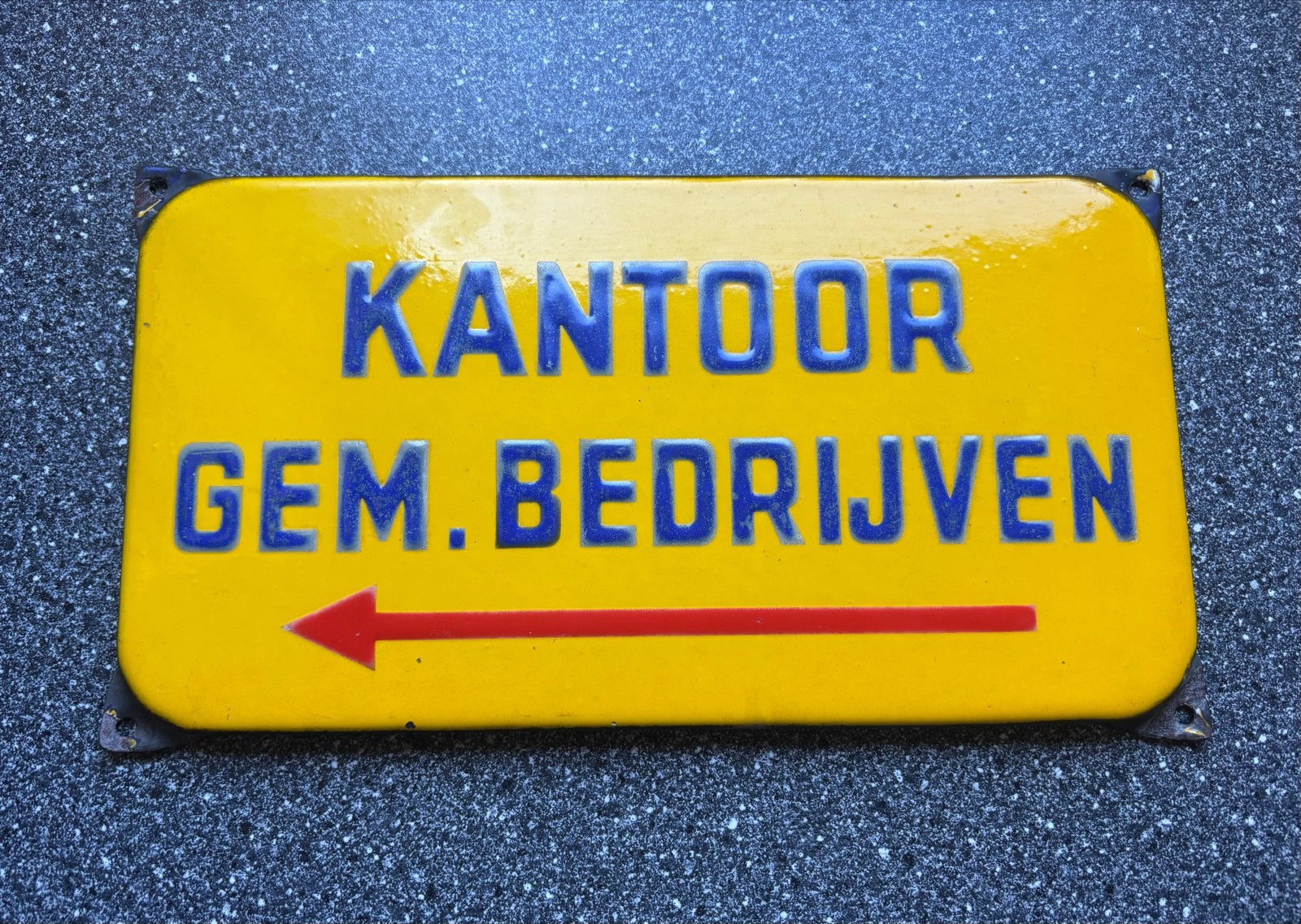 Emaille Reclamebord  Kantoor Gem. Bedrijven" met Pijl, Ophalen of Verzenden, Gebruikt, Reclamebord