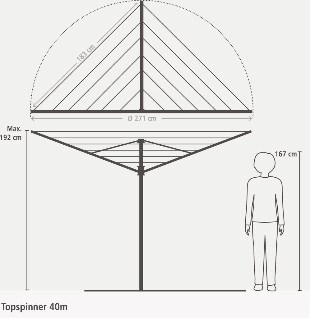 Brabantia Topspinner Droogmolen - 40 m, Verzenden, Zo goed als nieuw, Brabantia, Droogmolen