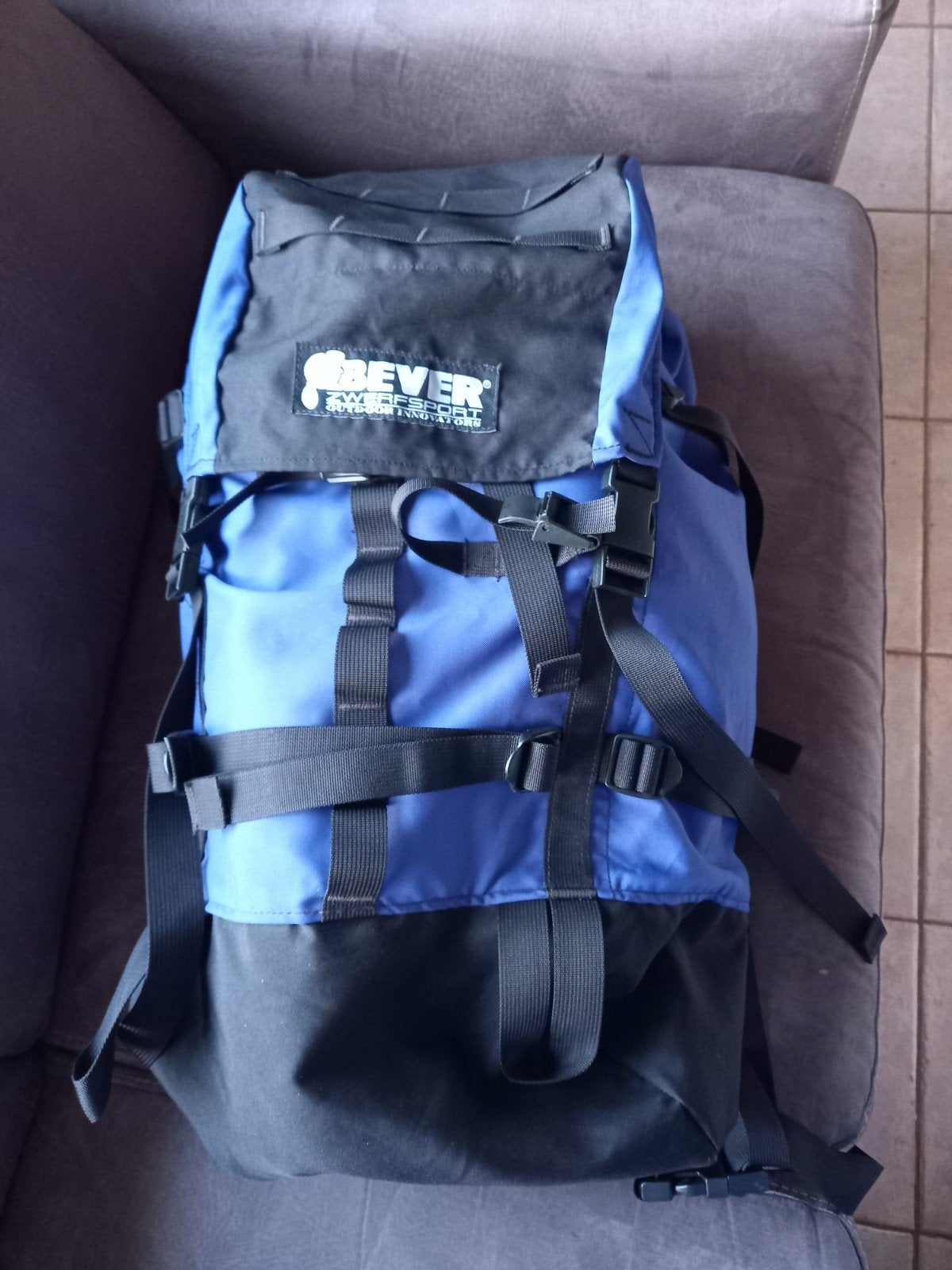 Grote blauwe rugzak van Bever Outdoor, Ophalen, Zo goed als nieuw, Overige merken, 45 tot 60 cm