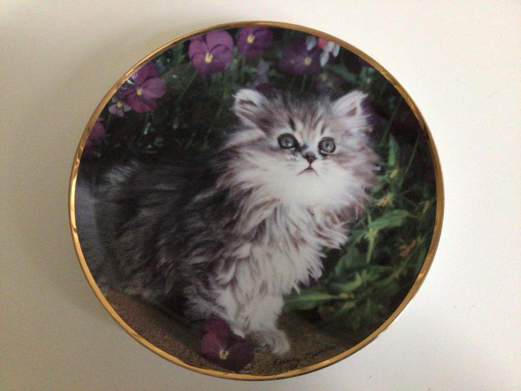 Franklin Mint 'Franklin's First Spring' sierbordje met kitte, Ophalen of Verzenden, Zo goed als nieuw, Hond of Kat, Overige typen