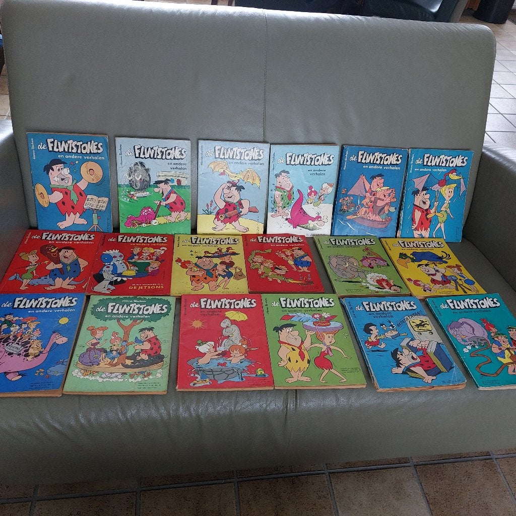 18 vintage flintstones boeken 1965 - 1969., Boeken, Stripboeken, Meerdere stripboeken, Ophalen of Verzenden, Gelezen, Hannah & Barbara