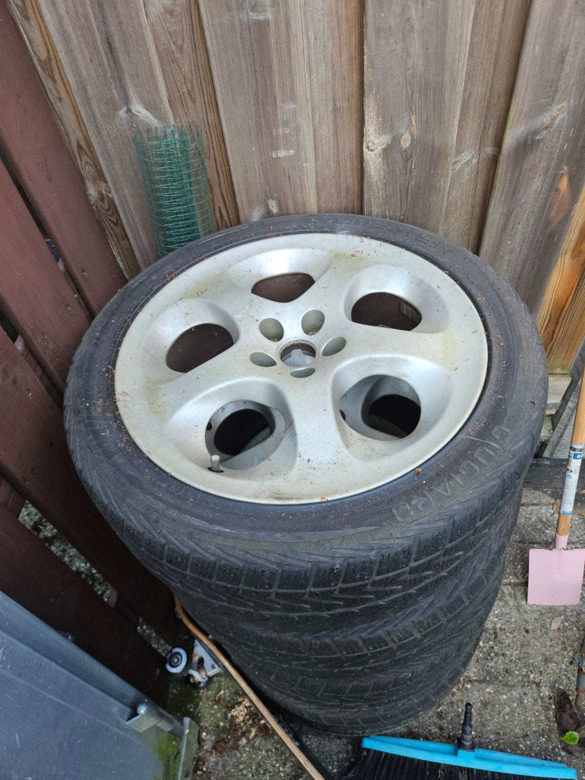 alfa romeo 17 inch selespeed velgen 5x98 +set 4 banden erbij, Ophalen, Gebruikt, Banden en Velgen, 17 inch