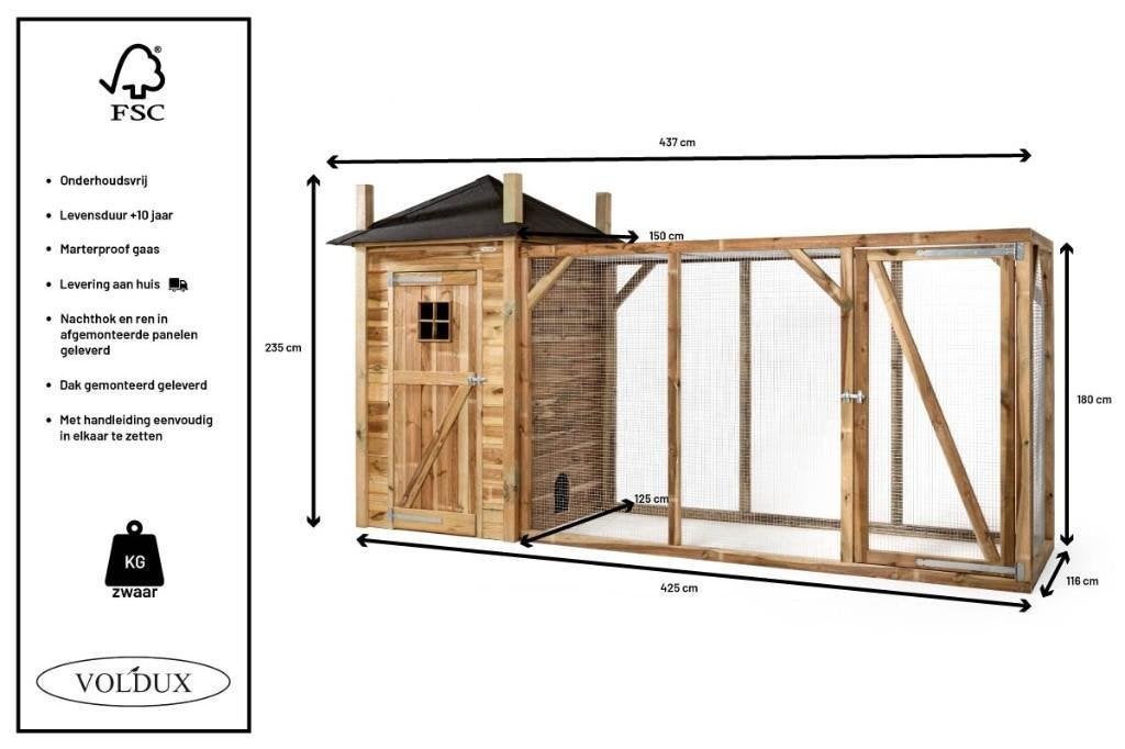Voldux Konijnenhok Hooiberg Eline XL, Dieren en Toebehoren, Knaagdieren en Konijnen | Hokken en Kooien, 110 cm of meer, Nieuw