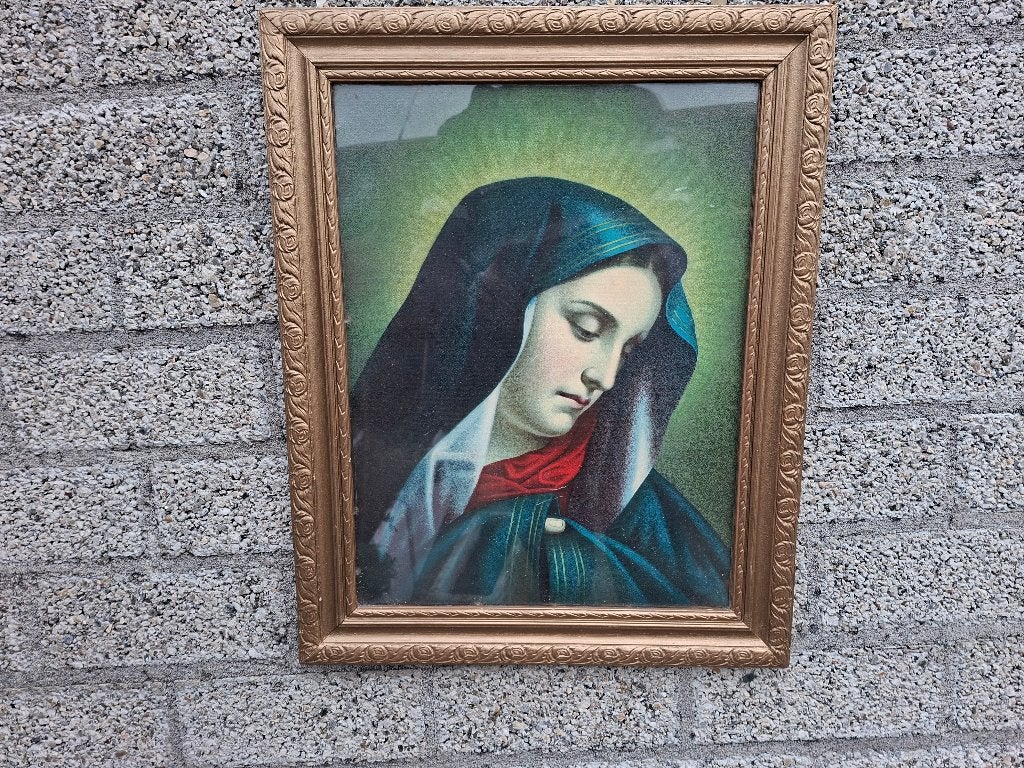 antiek portret schilderij van maria, Ophalen of Verzenden