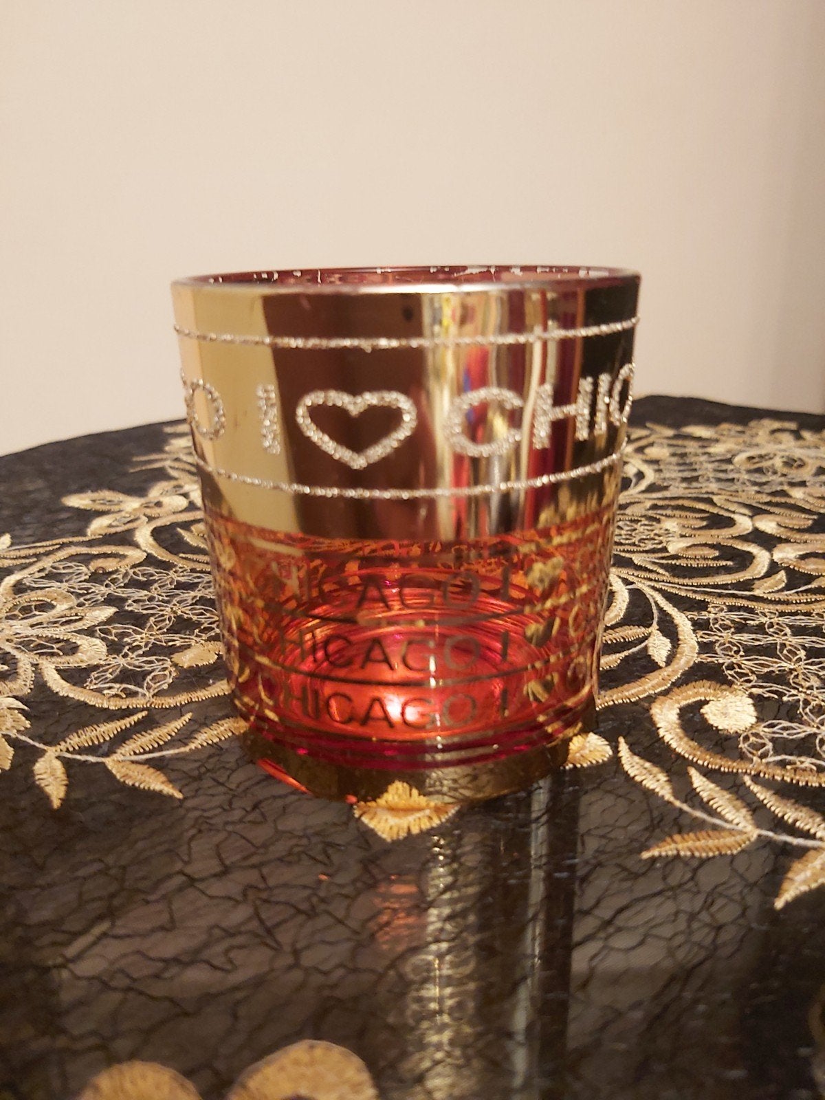 Vintage glas rood met goud, Antiek en Kunst, Antiek | Glas en Kristal, Verzenden
