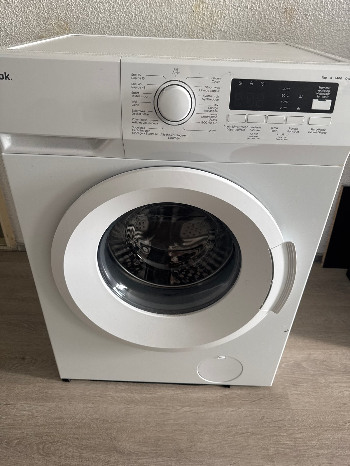 OK. Wasmachine 7kg 1400 toeren - Zo goed als nieuw, Ophalen of Verzenden, Zo goed als nieuw, 85 tot 90 cm, 1200 tot 1600 toeren