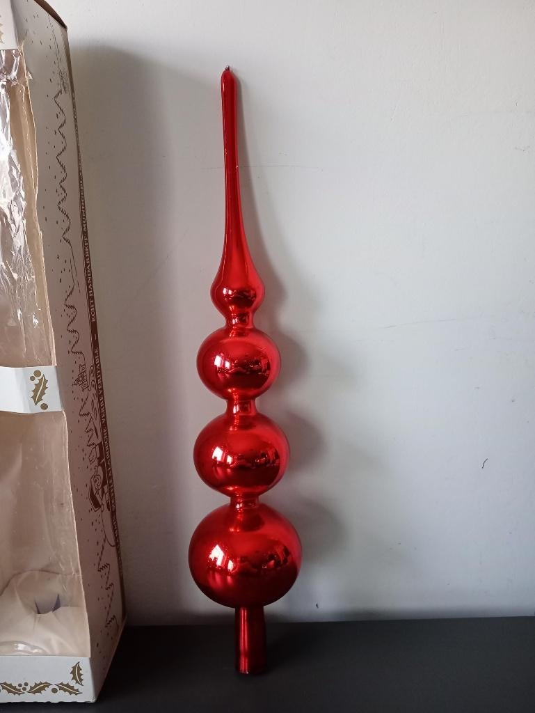 Grote rode glazen kerstboom piek 40 cm, Diversen, Kerst, Ophalen of Verzenden, Gebruikt
