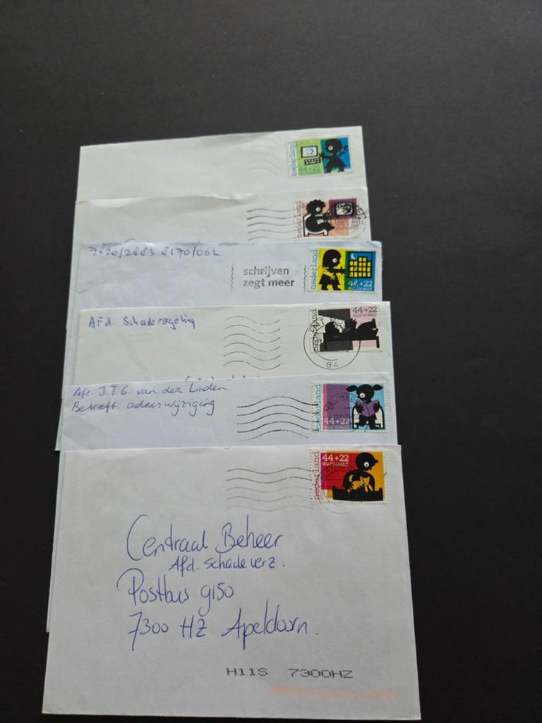 2007 unieke serie op envelop kind,veilig thuis 2527-a t/m f, Ophalen of Verzenden, Envelop