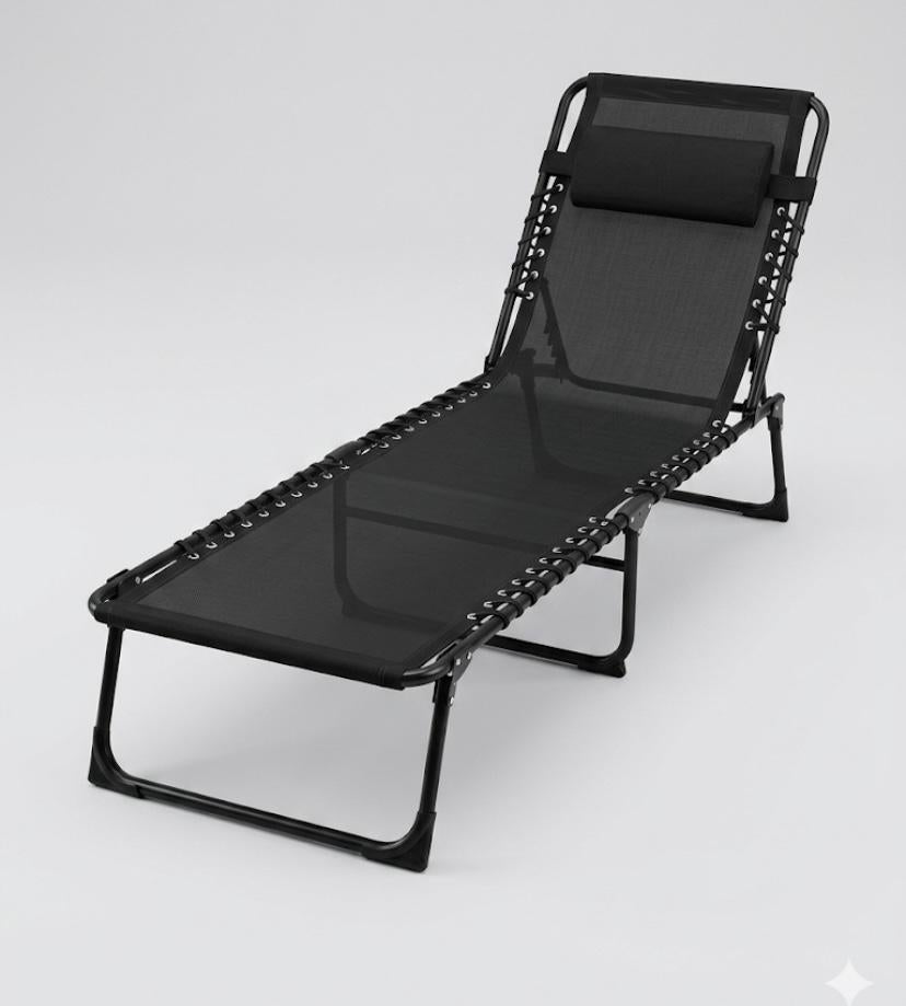 Luxe Verstelbare Ligstoel / Zonnebank met Hoofdkussen, Tuin en Terras, Ligbedden, Ophalen of Verzenden, Zo goed als nieuw, Verstelbaar