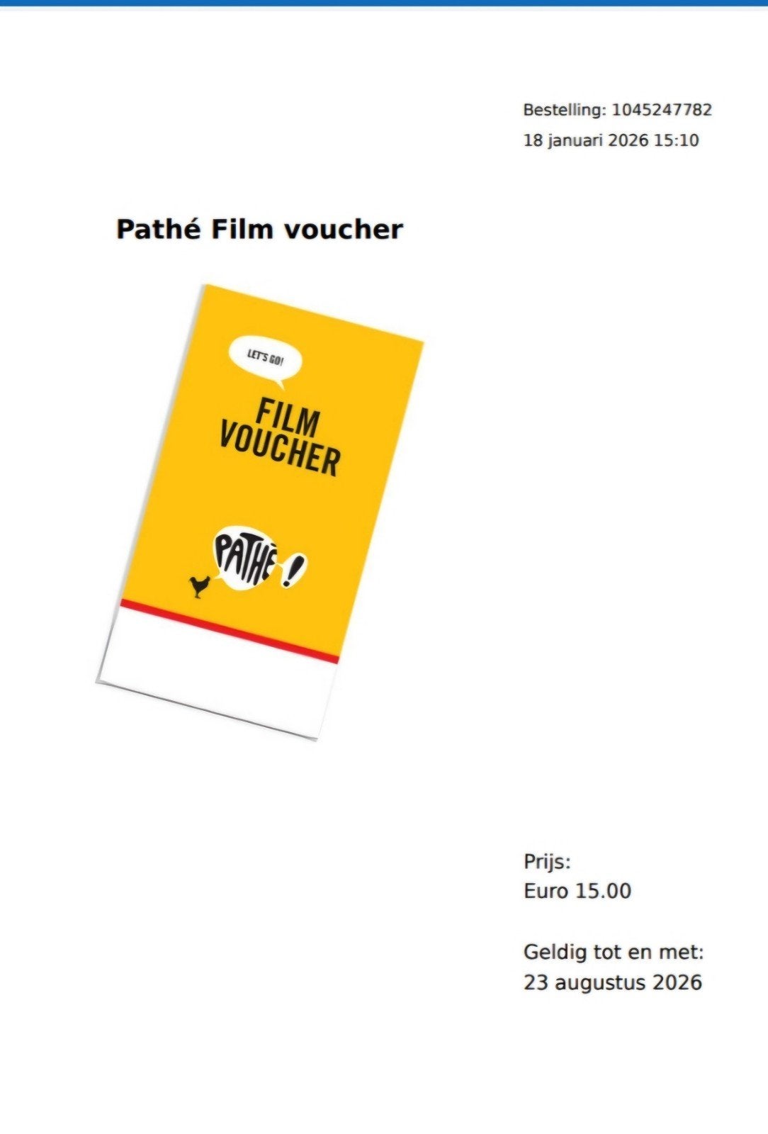 4x voucher Pathé bioscoop, Drie personen of meer, Overige soorten, Overige typen