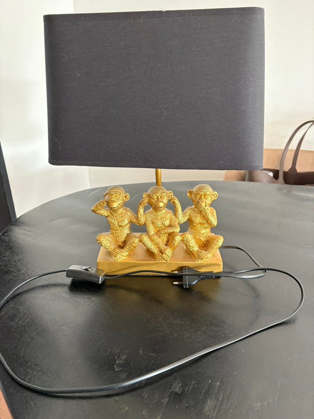 Goud zwarte lamp aapjes, Goud, Ophalen, Zo goed als nieuw