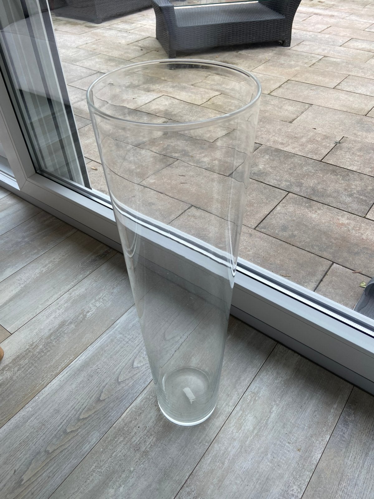 Glazen hoge vaas 70 cm, Huis en Inrichting, Woonaccessoires | Vazen, Ophalen, Gebruikt, Transparant, Glas