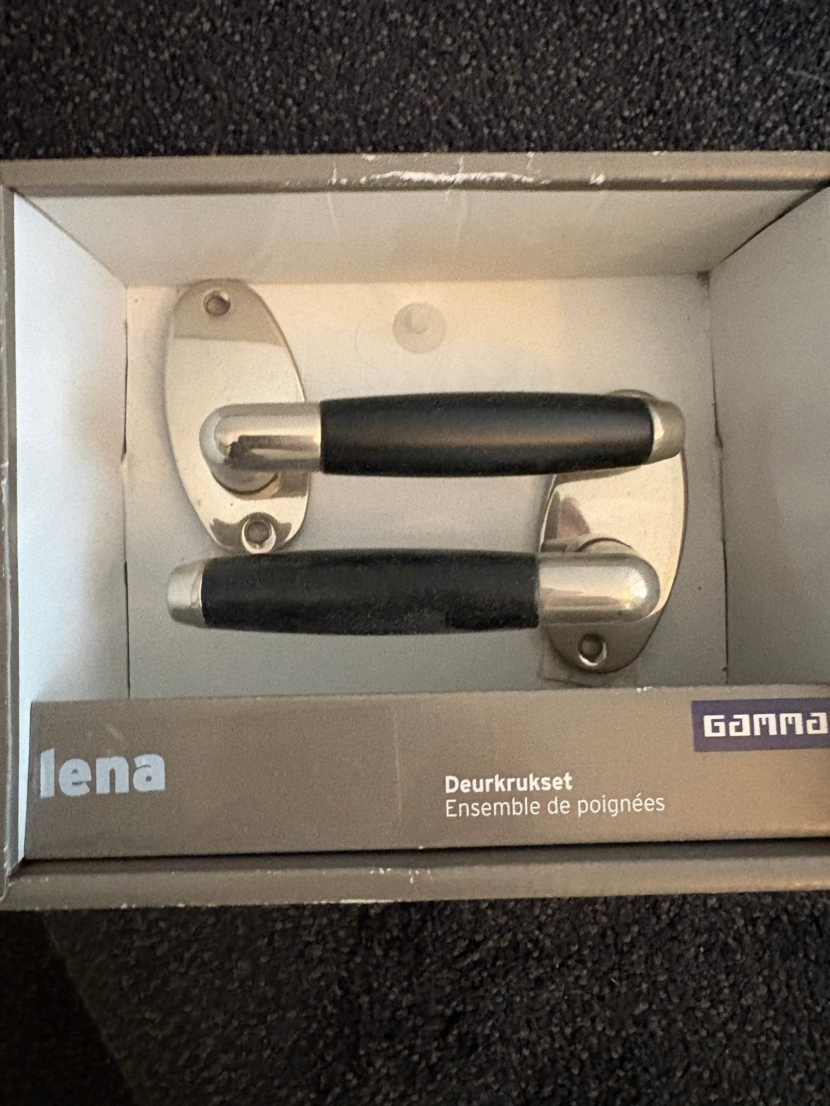 Deurkrukset Lena Nikkel Ovaal Rozet Zwart - GAMMA, Ophalen of Verzenden, Nieuw, Overige materialen, Klink of Kruk