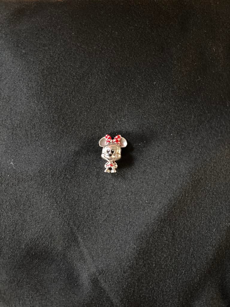 Pandora Disney Minnie Mouse Bedel Zilver met Strass, Pandora, Ophalen of Verzenden, Zo goed als nieuw, 1 bedel