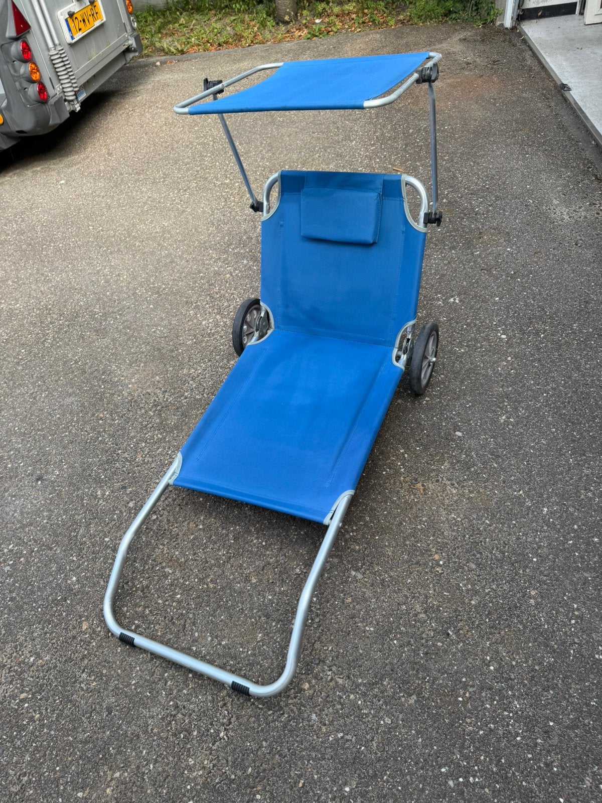 Strand stretcher crivit 3 stuks op wielen, Ophalen, Aluminium