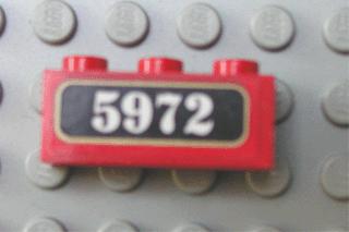 Lego Brick 1 x 3 with White '5972' on Black Background, Gebruikt, Lego, Harry Potter, Ophalen of Verzenden