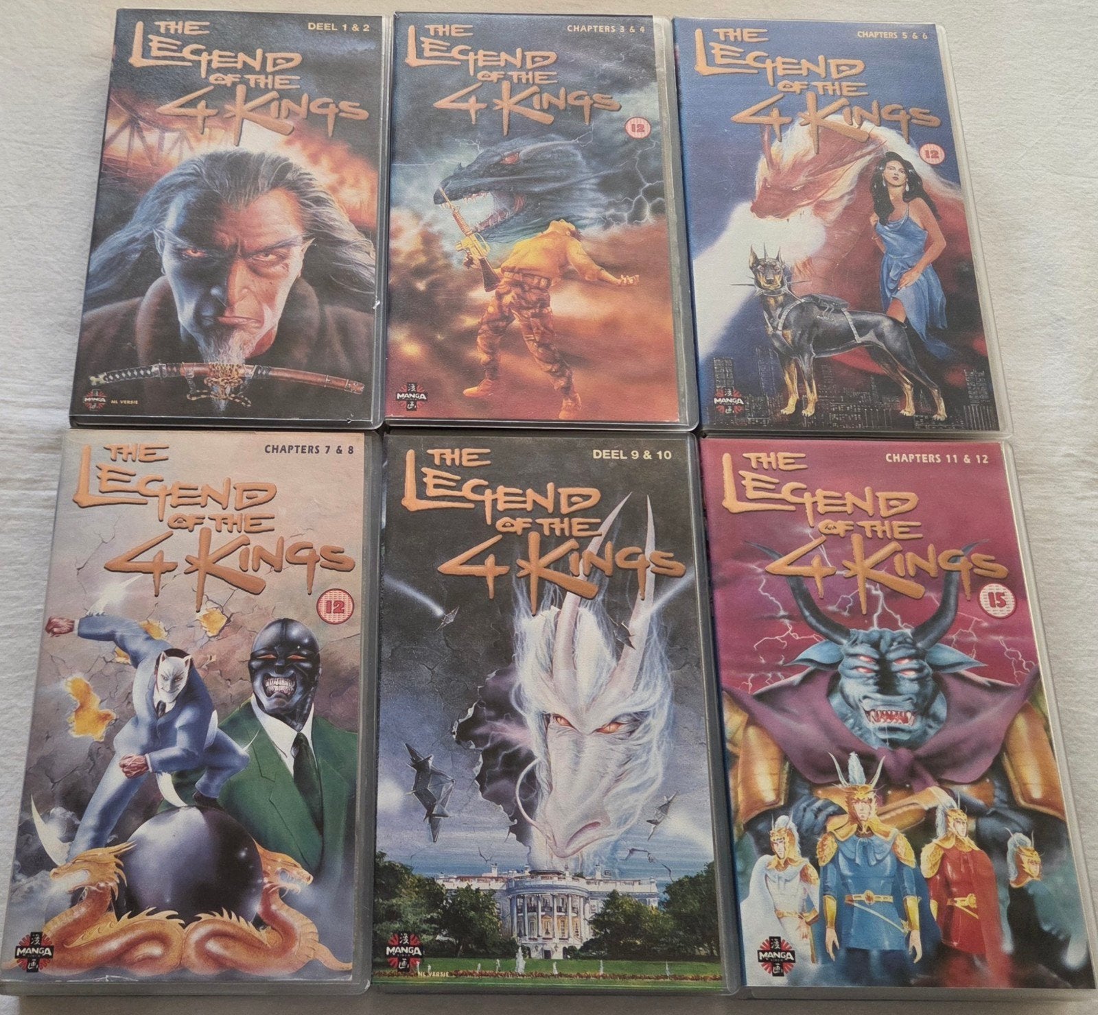 Manga Legend Of The 4 Kings 1 t/m 12 Complete Set VHS Anime, Cd's en Dvd's, VHS | Film, Alle leeftijden, Ophalen of Verzenden