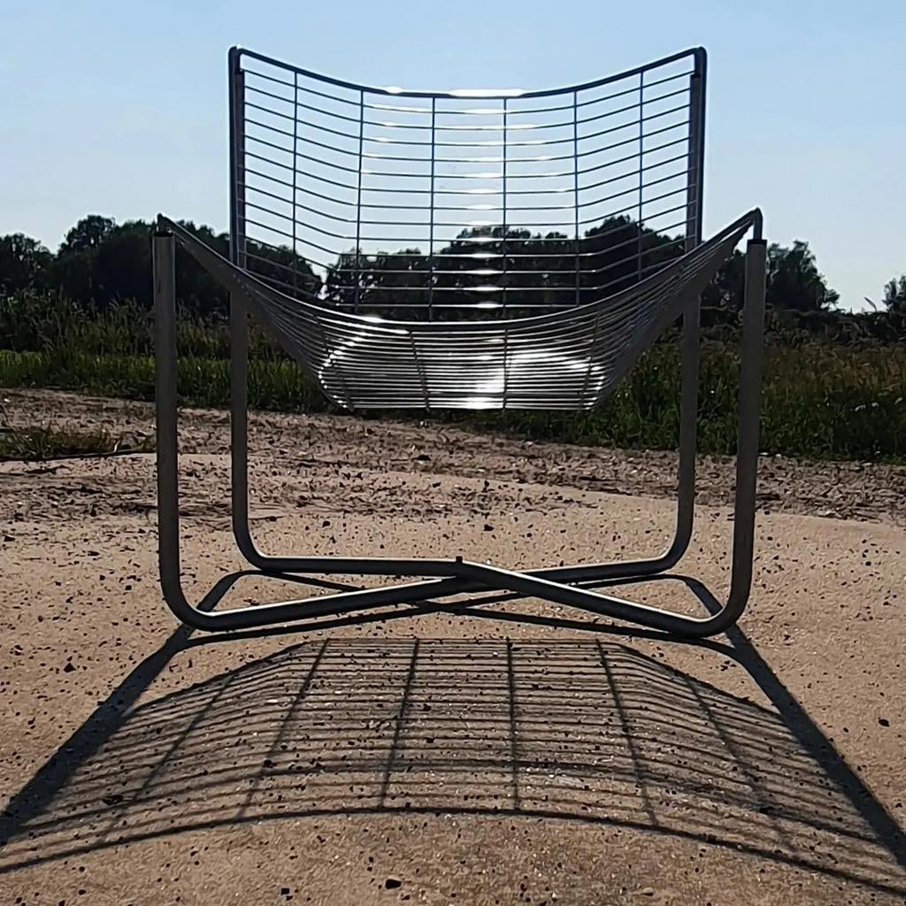 Vintage ikea Jarpen 1980s grijs draadstoel, Huis en Inrichting, Ophalen, Zo goed als nieuw, 50 tot 75 cm, Scandinavisch design postmodern