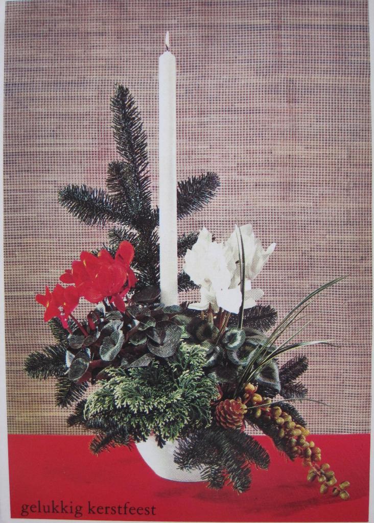 Kerst - kerststukje met witte kaars, Verzenden, 1980 tot heden, Gelopen, Overige thema's