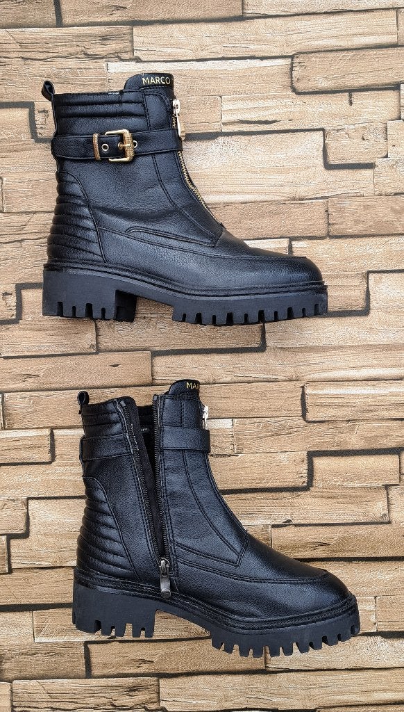 MARCO TOZZI - stoere zwarte vegan laarsjes, maat 37, Kleding | Dames, Schoenen, Verzenden, Zwart, Lage of Enkellaarzen, Marco Tozzi