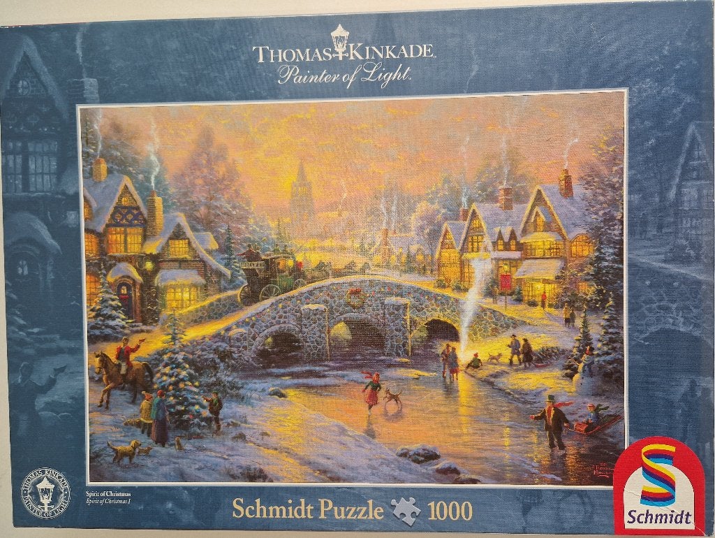 Thomas Kinkade - Spirit of Chrismas I - 1 x 1000, Hobby en Vrije tijd, Denksport en Puzzels, Ophalen of Verzenden, 500 t/m 1500 stukjes