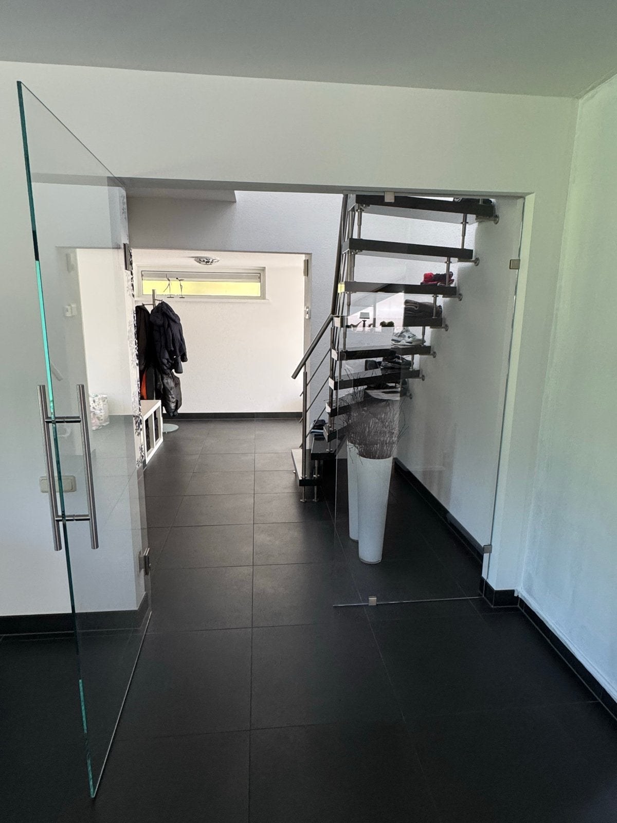 Moderne glazen binnendeur met scharnieren, Doe-het-zelf en Verbouw, Deuren en Horren, Ophalen, 80 tot 100 cm, Binnendeur, 200 tot 215 cm