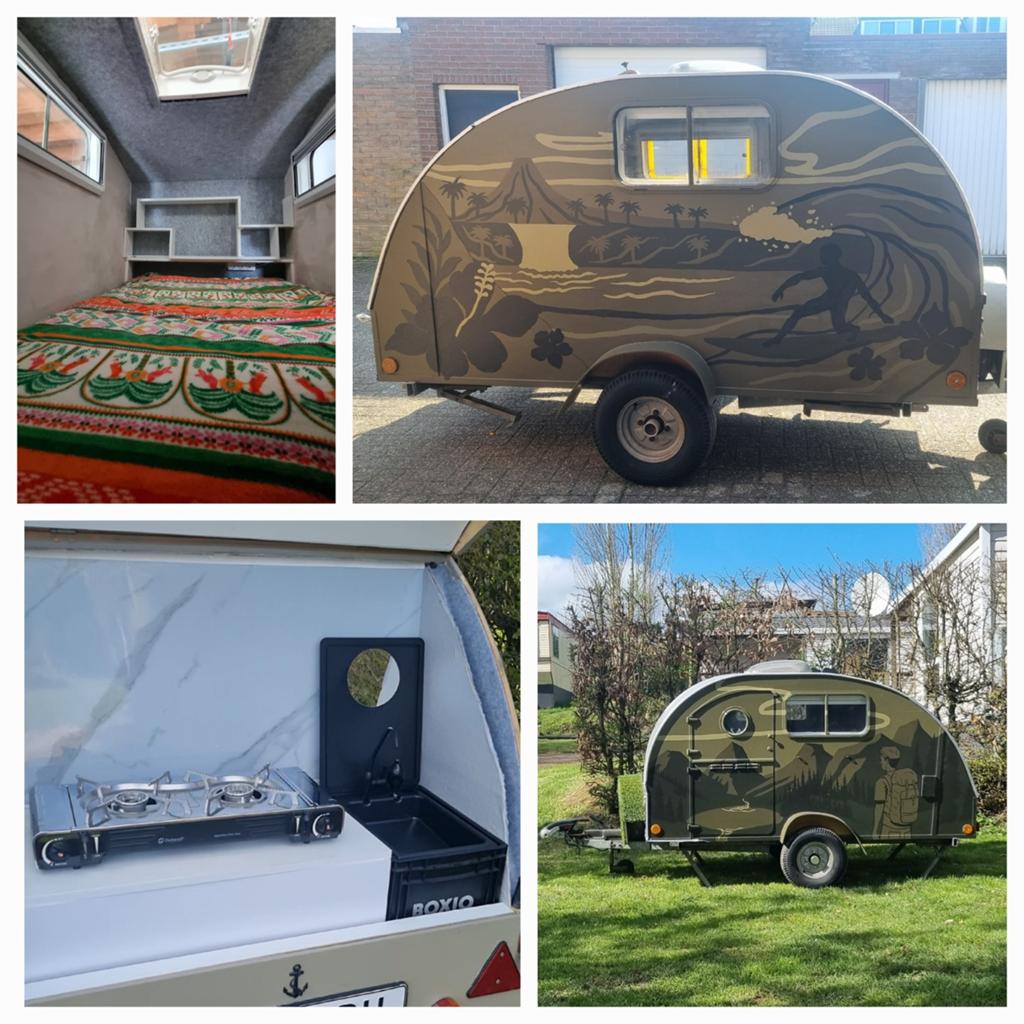 Unieke Teardrop Mini Caravan - Compleet en geïsoleerd, Caravans en Kamperen, Caravans, Overige merken, Vast bed, Stabilisator