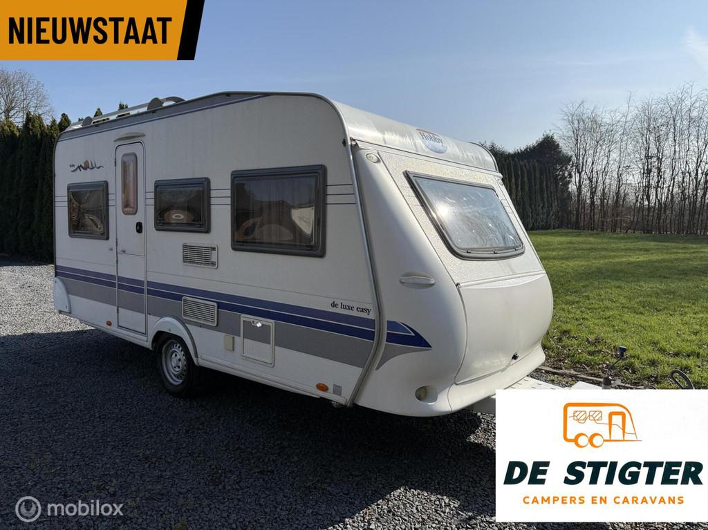Hobby 450 UF de Luxe easy vastbed Rondzit Voortent Luifel, Caravans en Kamperen, Caravans, Hobby, Bedrijf, Koelkast, 6 tot 7 meter