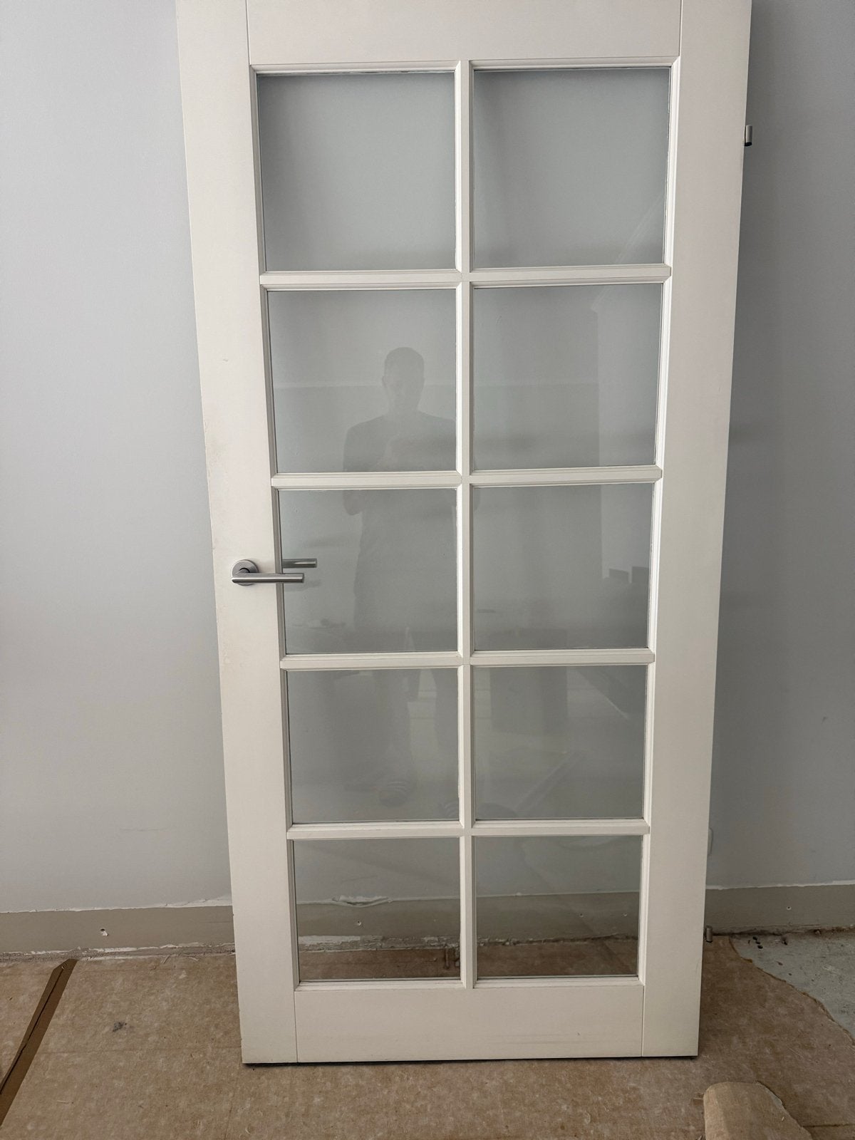 Witte binnendeur met glaspanelen en deurbeslag, Ophalen, Gebruikt, 80 tot 100 cm, Binnendeur