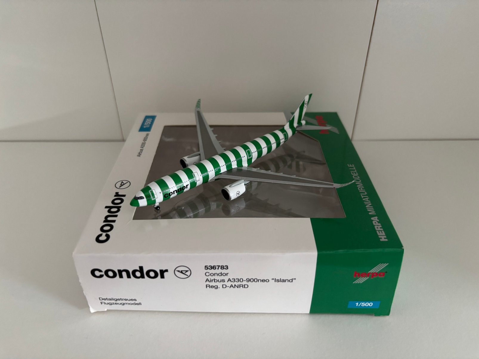 Herpa 536783 Condor Airbus A330-900neo “Island” 1:500, Ophalen of Verzenden, Zo goed als nieuw, Schaalmodel