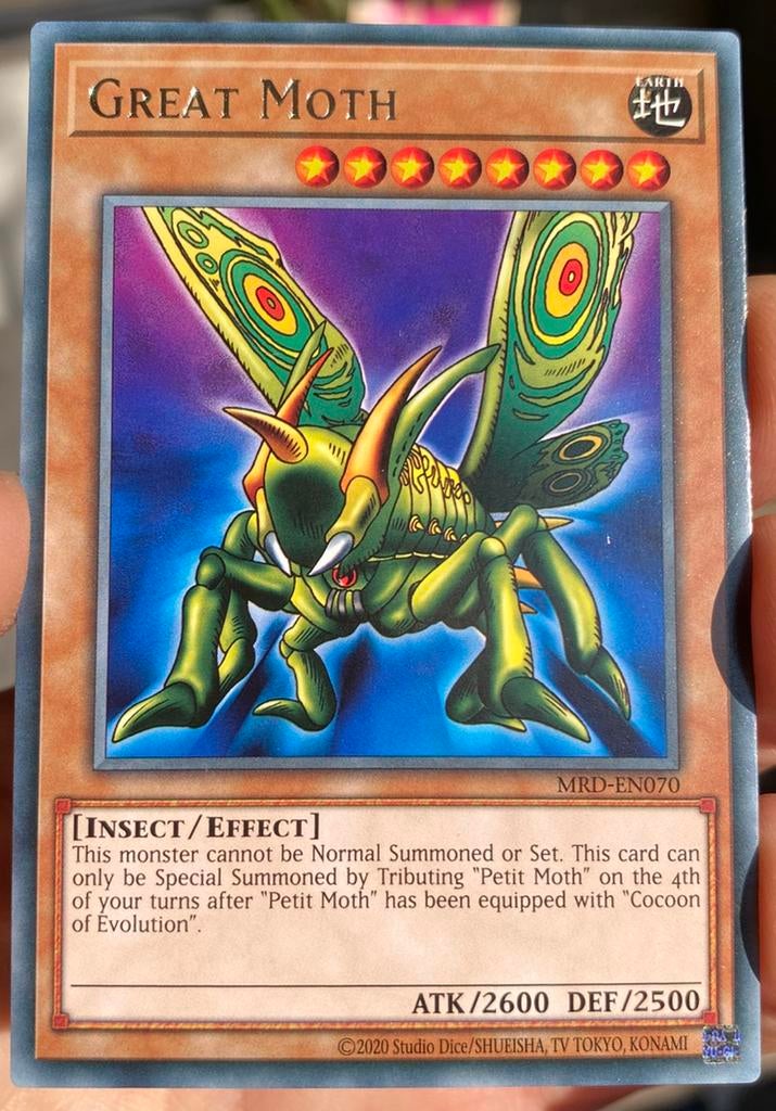 Yu-Gi-Oh! Great Moth MRD Print !, Ophalen of Verzenden, Zo goed als nieuw, Losse kaart