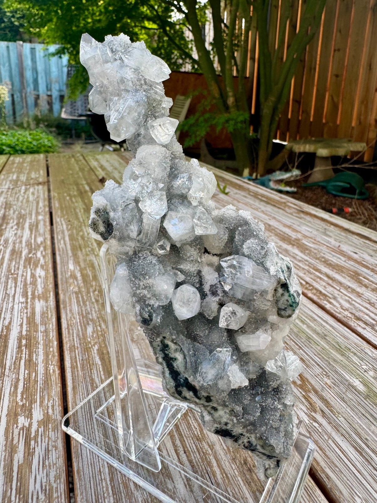 Stalactiet chalcedoon met apofylliet, Ophalen of Verzenden, Mineraal