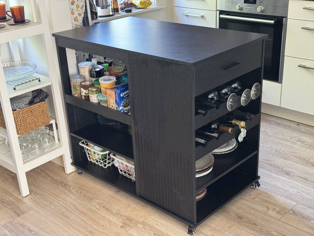kitchen island/trolley black 100x60x89 cm, Ophalen, Zwart, 50 tot 100 cm, Zo goed als nieuw