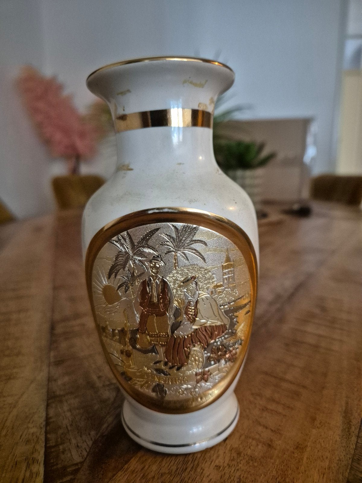 Zogan vaas met Japanse metaalgravures, verguld, Ophalen of Verzenden