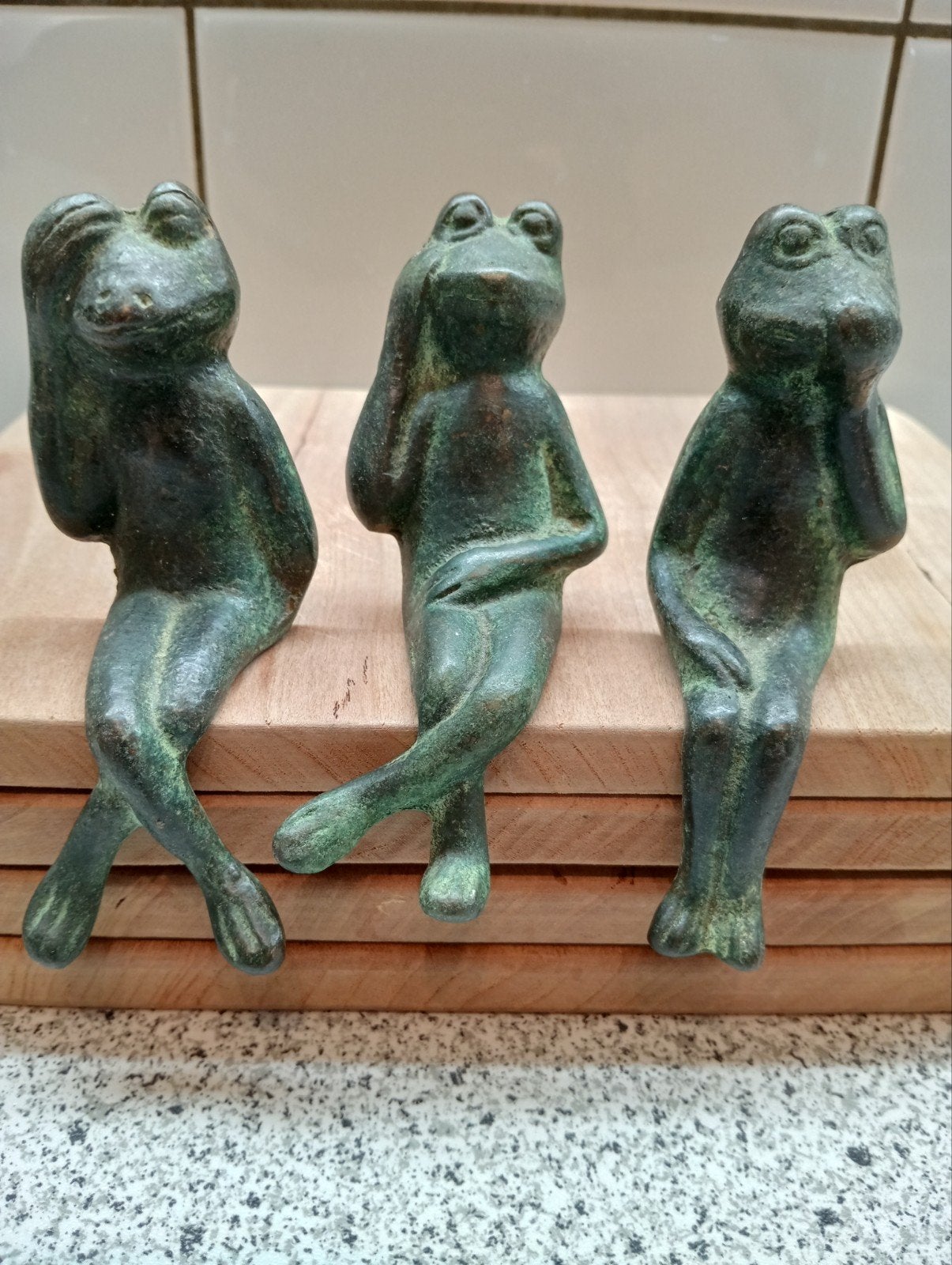 Bronzen kikkers: Horen, Zien en Zwijgen - Decoratief 3tal, Ophalen of Verzenden
